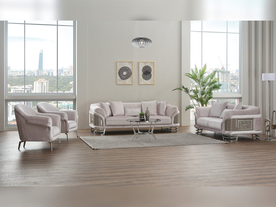 Versace 3-pieces (Sofa & Loveseat & Chair) Livingroom Set Light Grey