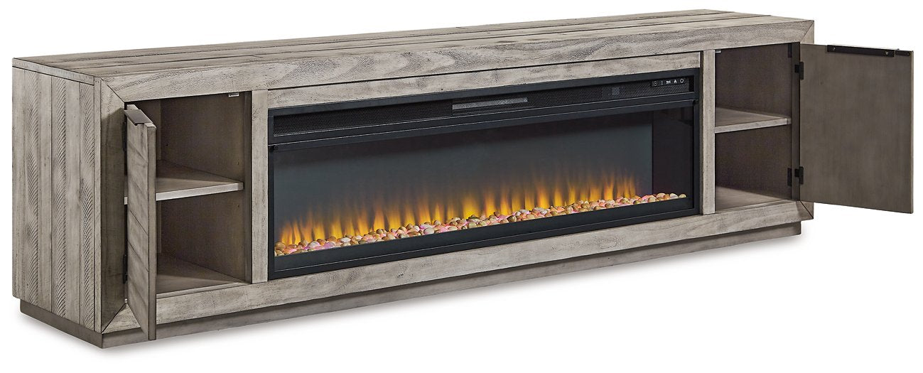 Naydell 92" TV Stand with Electric Fireplace - Home And Beyond