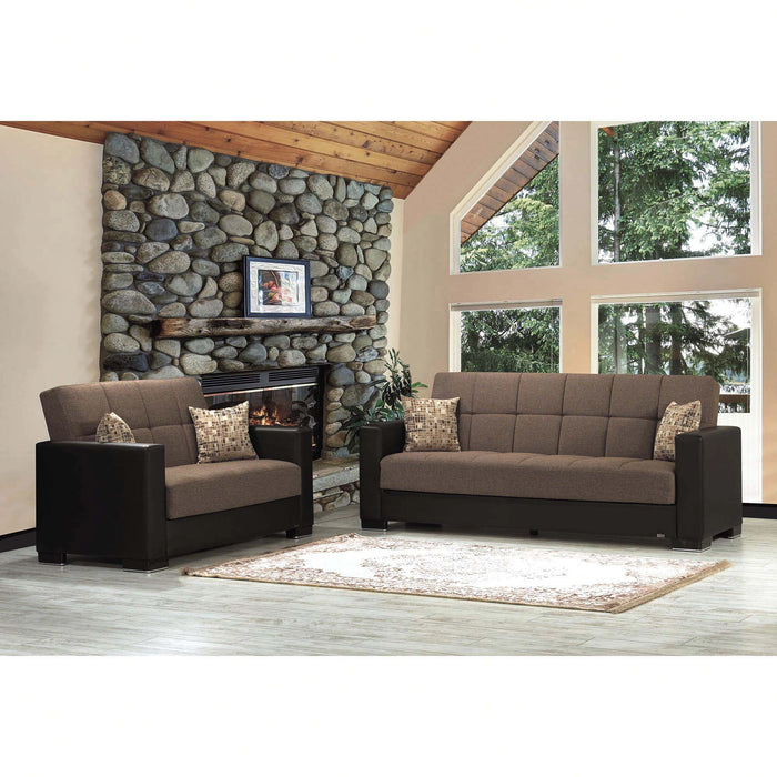 Ottomanson Armada Collection Upholstered Convertible Loveseat with Storage