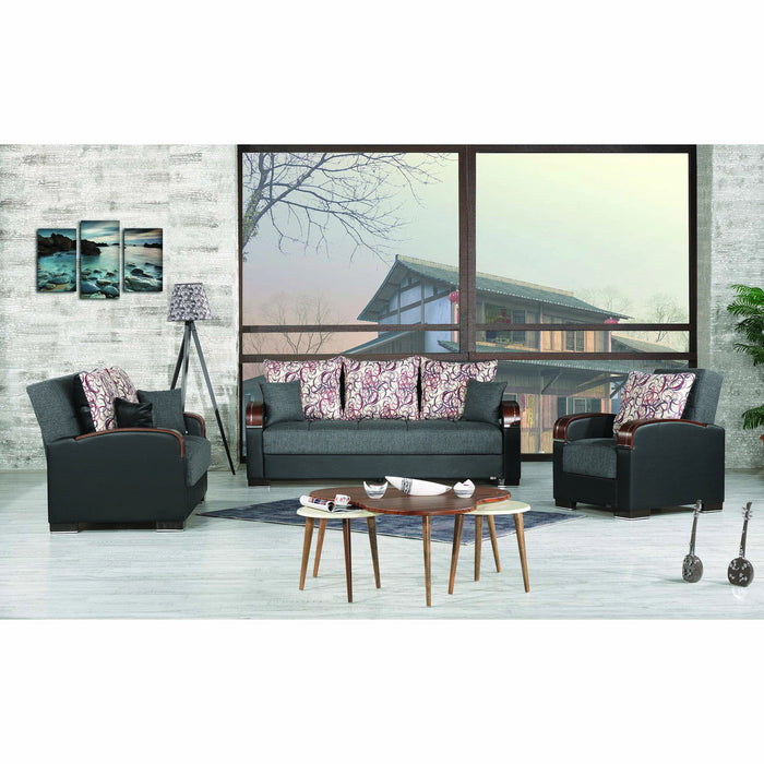 Ottomanson Mobimax Collection Upholstered Convertible Loveseat with Storage