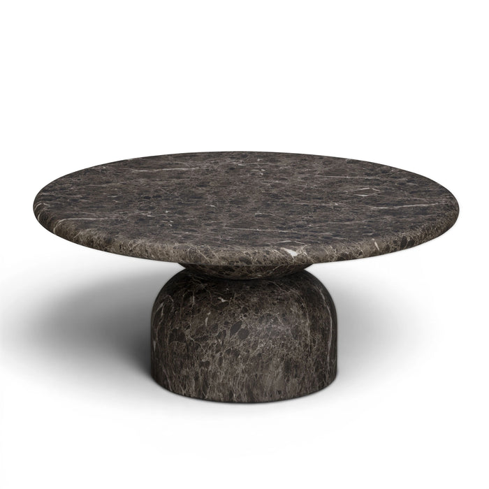 Cynthia 36" Faux Travertine Concrete Indoor/Outdoor Coffee Table