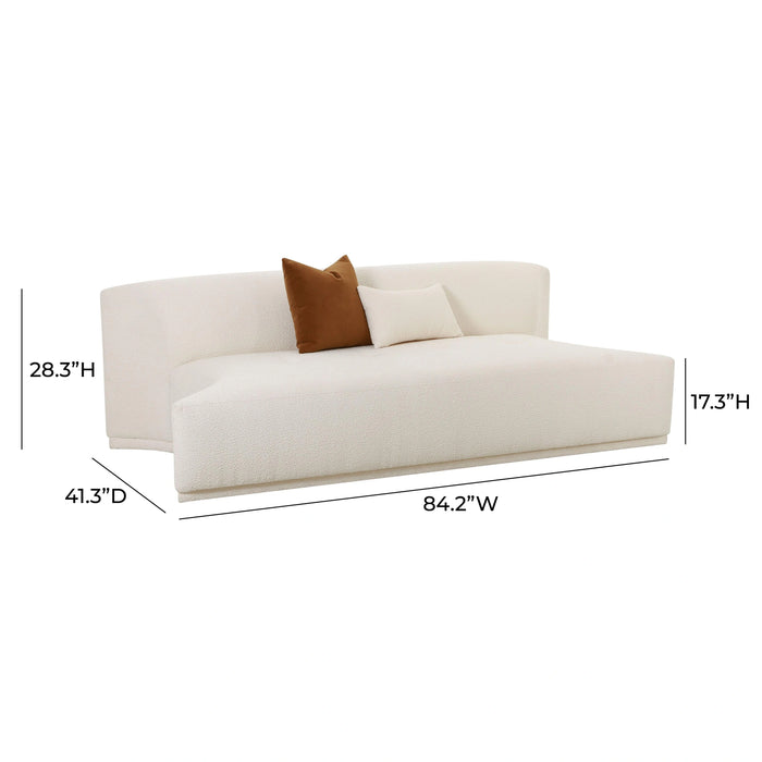 Fickle 84" Cream Performance Boucle Modular Armless Loveseat