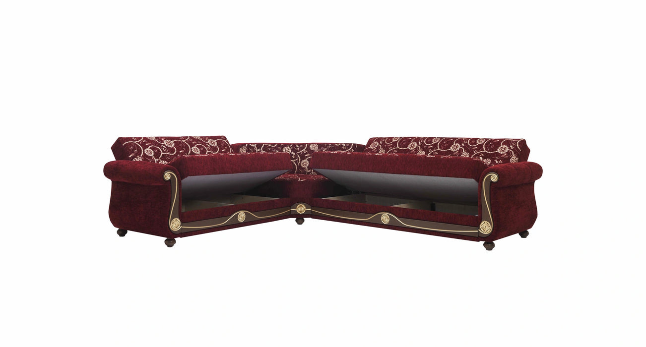 Ottomanson Americana Collection Upholstered Convertible Sectional with Storage