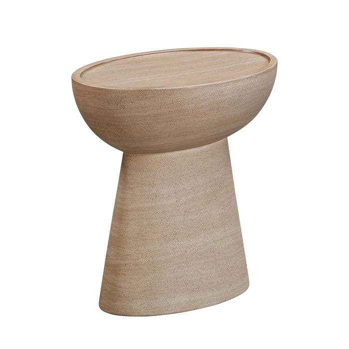 Eclipse Textured Faux Travertine Indoor/Outdoor Side Table
