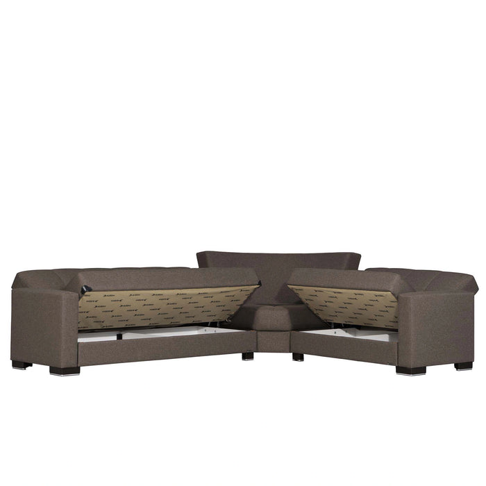 Ottomanson Armada Collection Upholstered Convertible Sectional with Storage