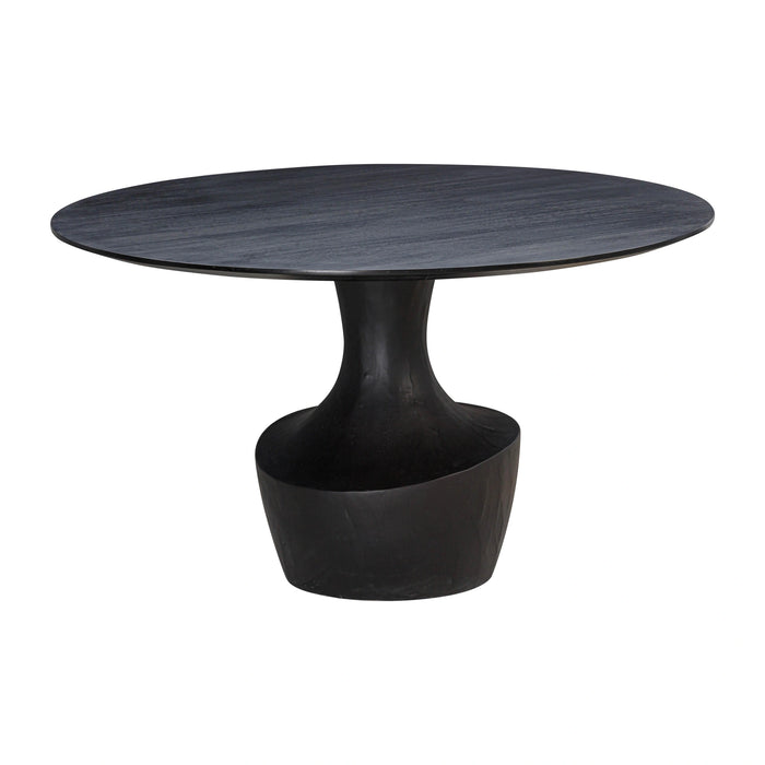 Gevra 54" Black Acacia &amp; Faux Plaster Round Dining Table