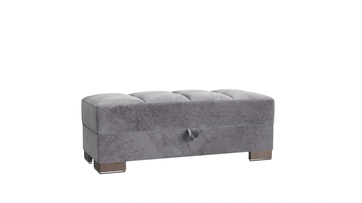 Ottomanson Armada X Collection Upholstered Convertible Wood Trimmed Ottoman with Storage