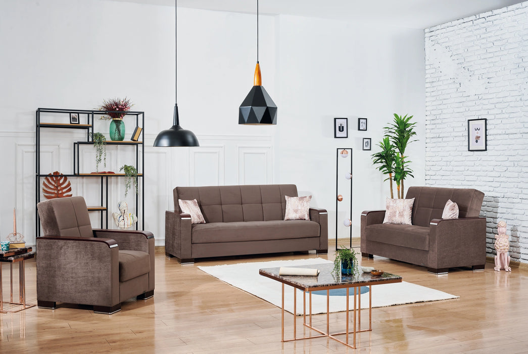 Ottomanson Armada X Collection Upholstered Convertible Wood Trimmed Sofabed with Storage