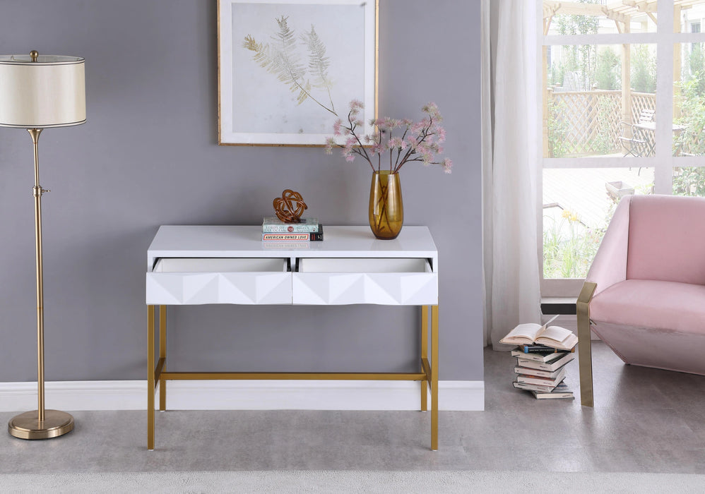 Pandora White Laquer with Gold Console Table