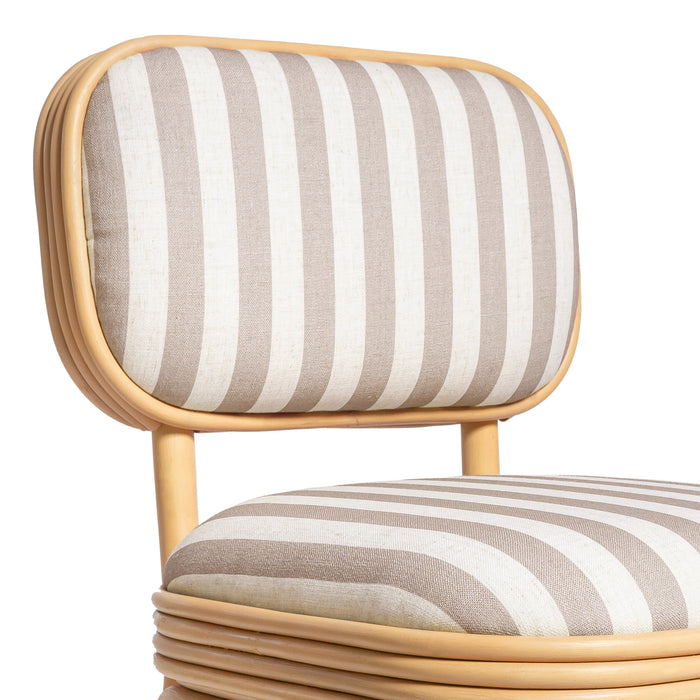 Dorine Striped Performance Linen &amp; Rattan Dining Chair