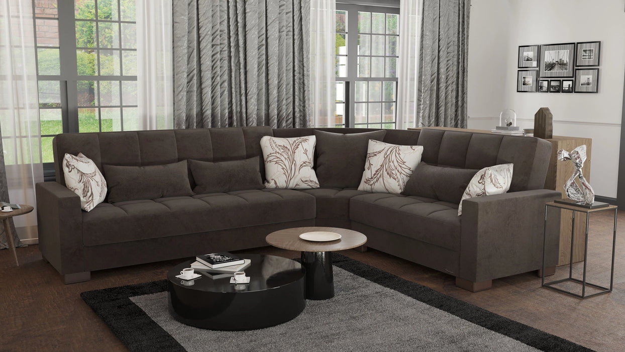 Ottomanson Armada Collection Upholstered Convertible Sectional with Storage