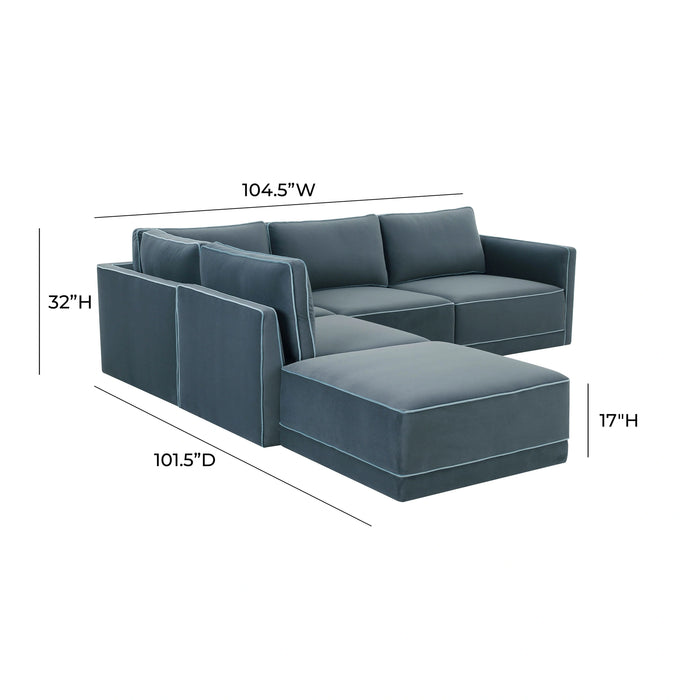 Willow 5-Piece Performance Velvet Modular Left Facing Sectional