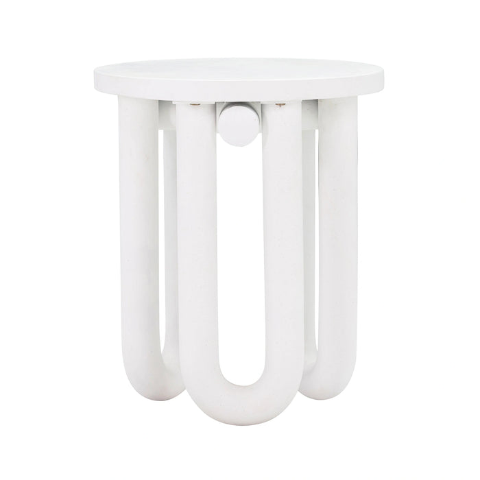 Tildy White Concrete Indoor / Outdoor Round Side Table