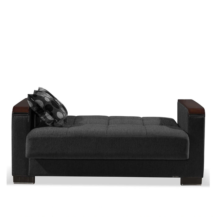 Ottomanson Armada X Collection Upholstered Convertible Wood Trimmed Loveseat with Storage