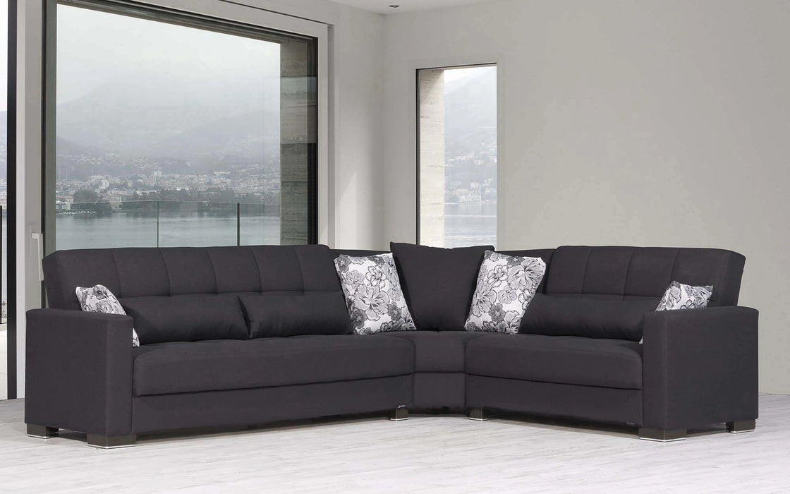 Ottomanson Armada Collection Upholstered Convertible Sectional with Storage