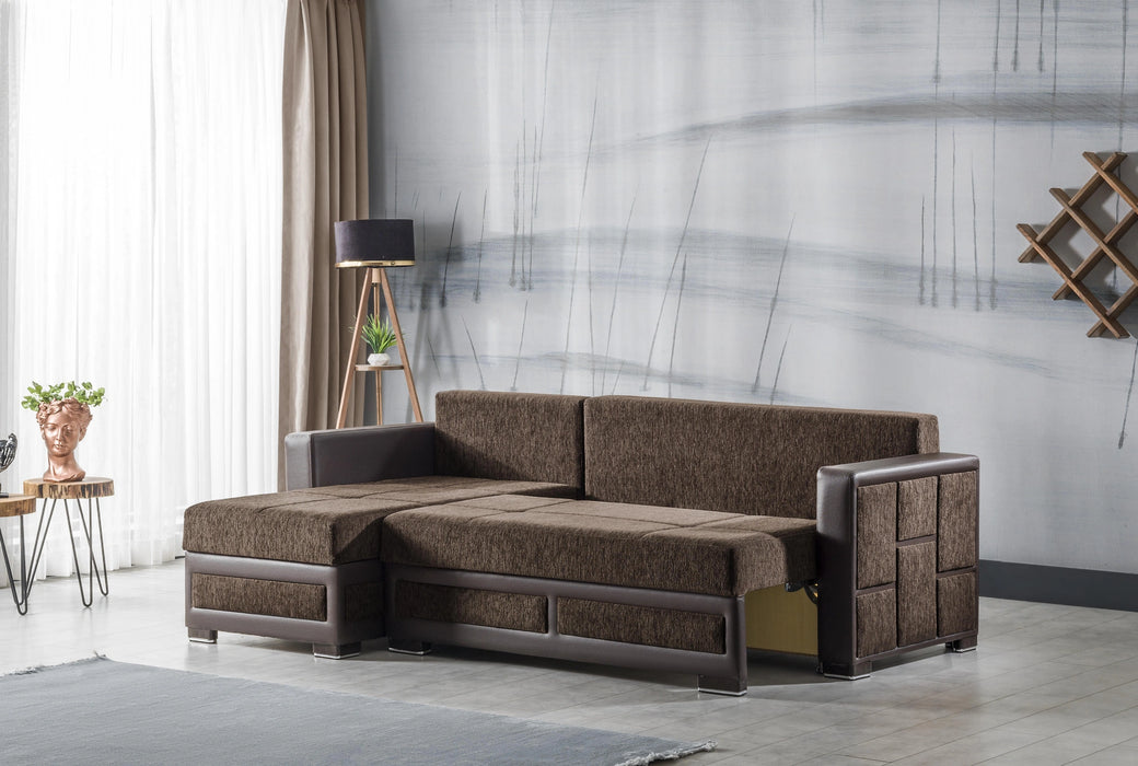 Ottomanson Loft Collection Upholstered Convertible Sectional with Storage