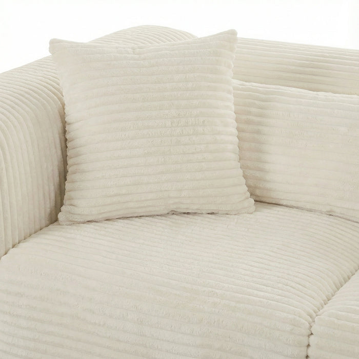 Tarra 4-Piece Fluffy Oversized Performance Corduroy Modular U-Sectional