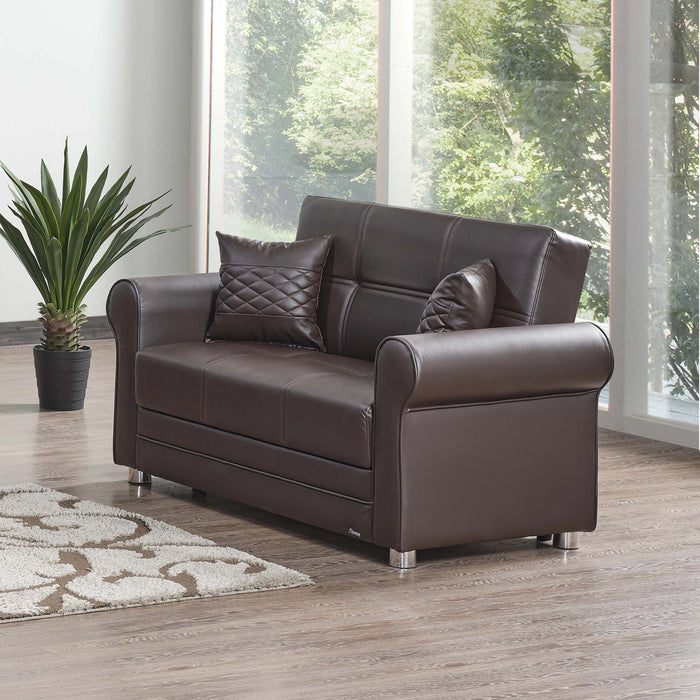 Ottomanson Avalon Collection Upholstered Convertible Loveseat with Storage