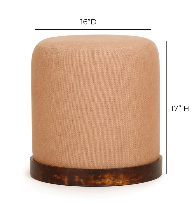 Como Burl and Peach Cotton Jute Contract-Grade Accent Stool