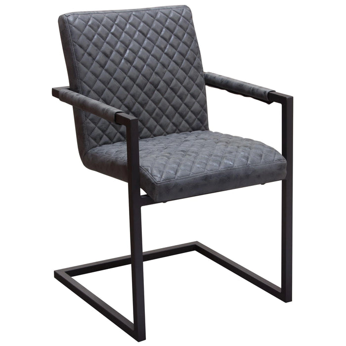 Nolan 2-Pack Dining Chairs in Charcoal Diamond Tufted Leatherette on Charcoal Powder Coat Frame by Diamond Sofa