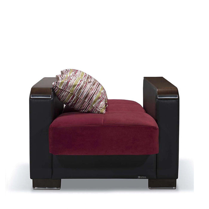 Ottomanson Armada X Collection Upholstered Convertible Wood Trimmed Armchair with Storage