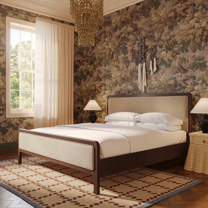 Hella Contract-Grade Velvet and Ash Wood Bed