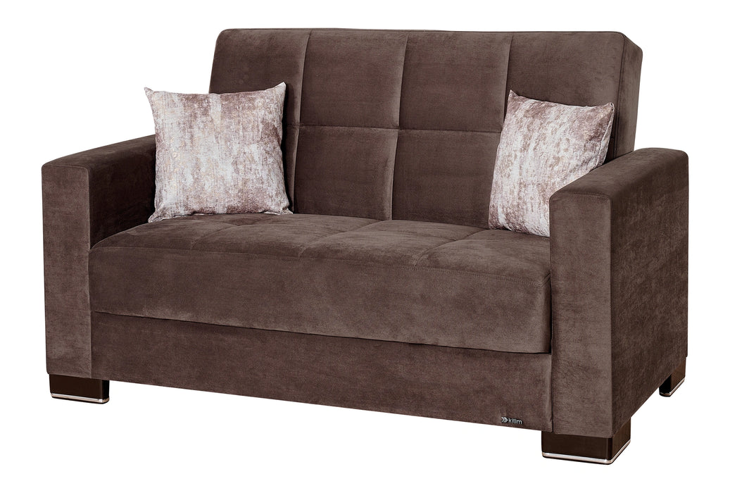 Ottomanson Armada Collection Upholstered Convertible Loveseat with Storage