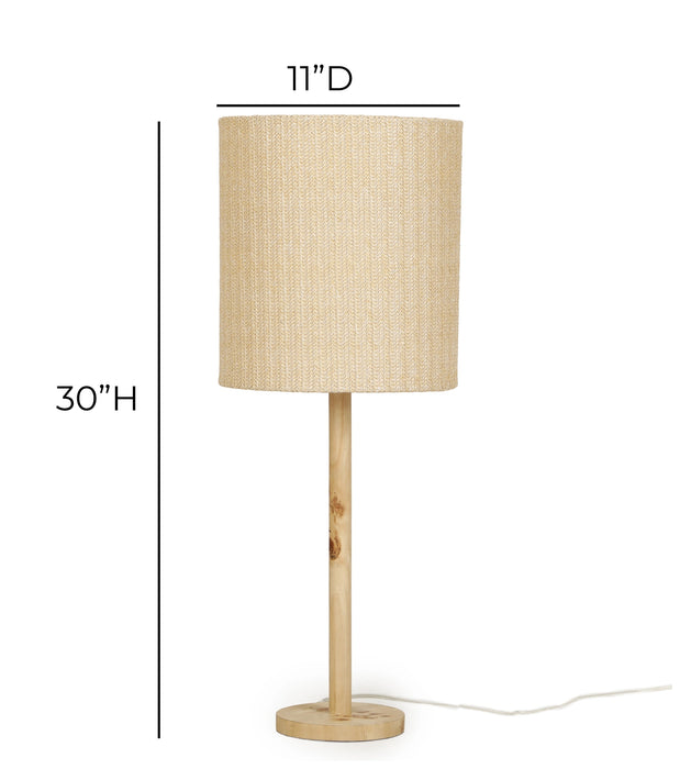 Lamia Natural Burl and Raffia Contract-Grade Table Lamp