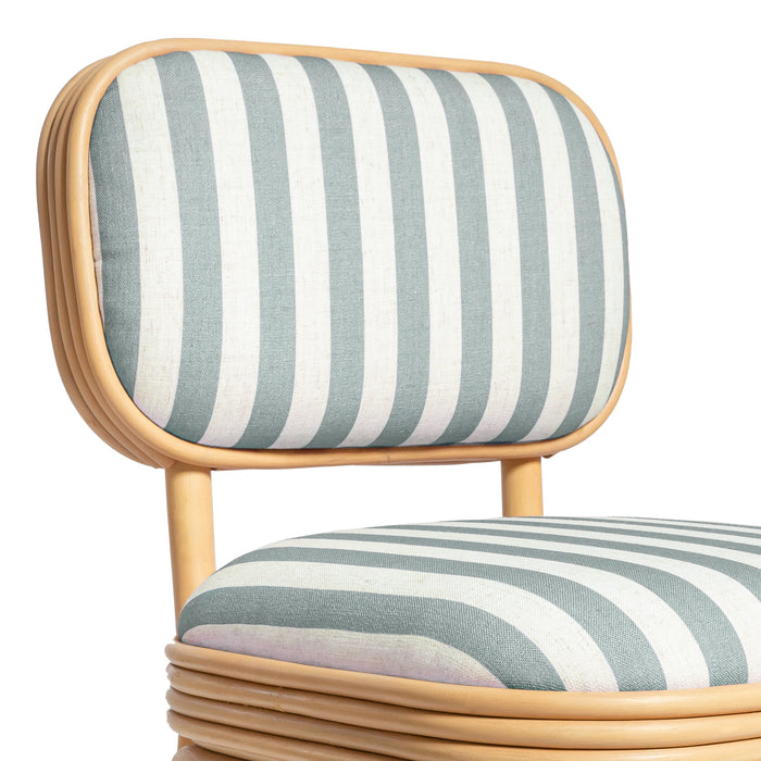 Dorine Striped Performance Linen &amp; Rattan Dining Chair