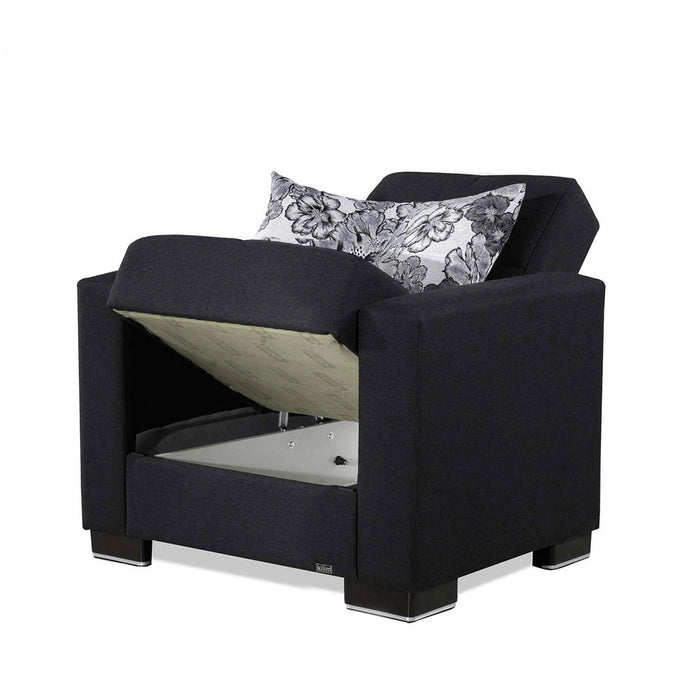 Ottomanson Armada Collection Upholstered Convertible Armchair with Storage