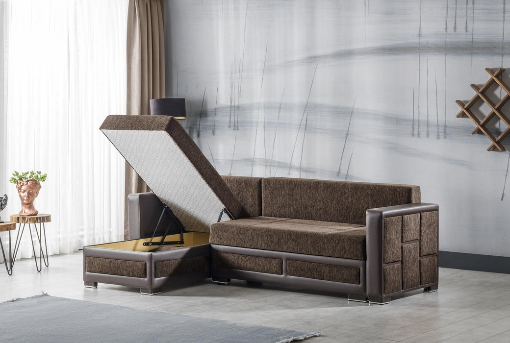 Ottomanson Loft Collection Upholstered Convertible Sectional with Storage
