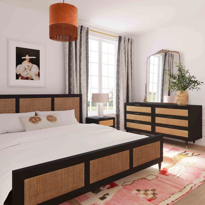 Sierra Wood & Rattan Bed