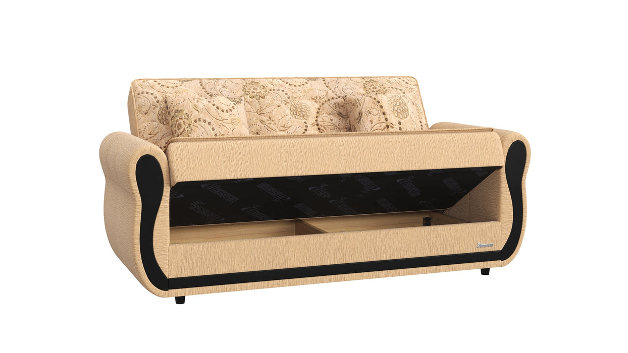 Ottomanson Havana Collection Upholstered Convertible Loveseat with Storage