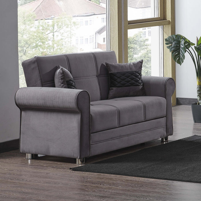 Ottomanson Sara Collection Upholstered Convertible Loveseat with Storage