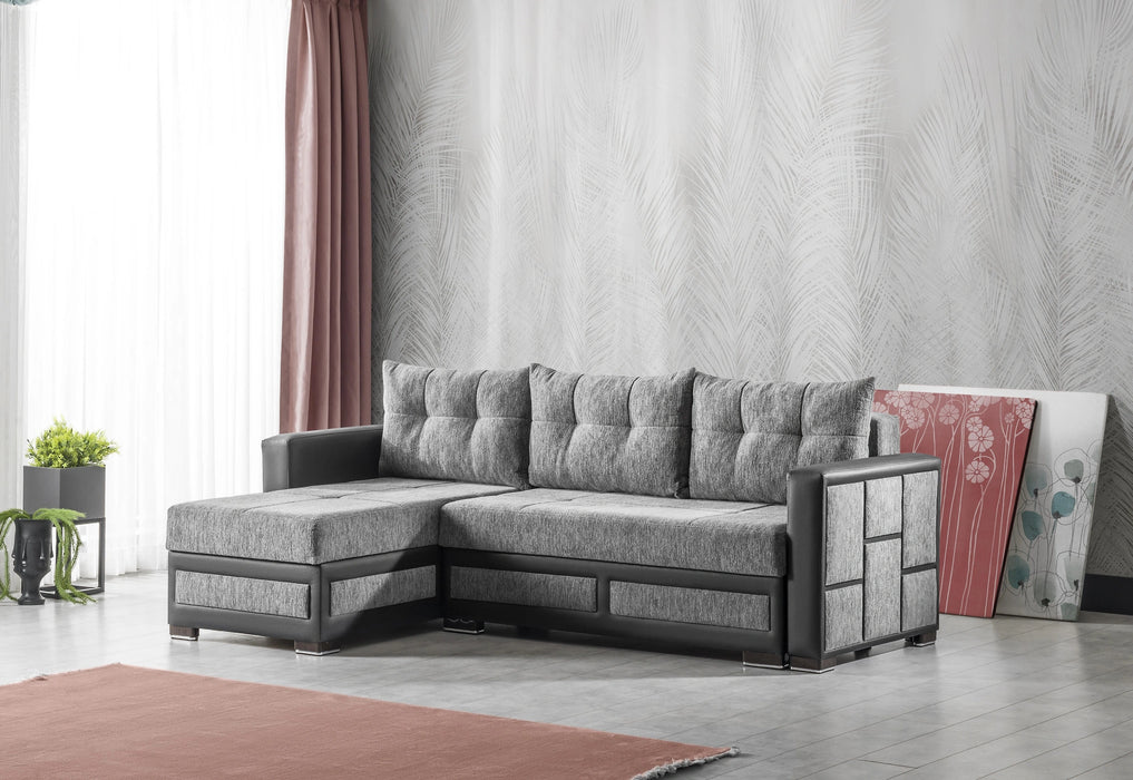 Ottomanson Loft Collection Upholstered Convertible Sectional with Storage