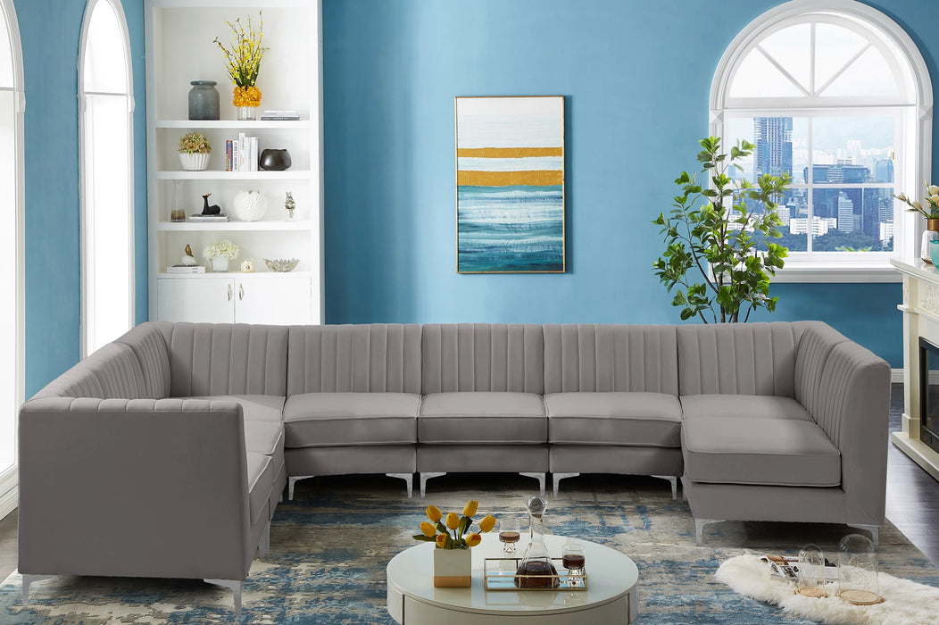 Alina Grey Velvet Modular Sectional