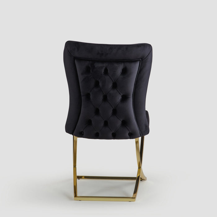 Ottomanson Royal Collection Upholstered Gold Legged Dining Chair, Set of 2