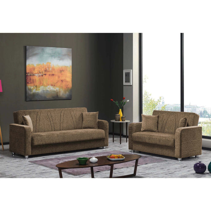 Ottomanson Elegance Collection Upholstered Convertible Loveseat with Storage