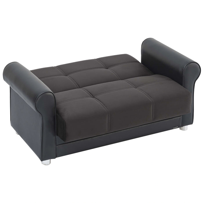 Ottomanson Avalon Collection Upholstered Convertible Loveseat with Storage