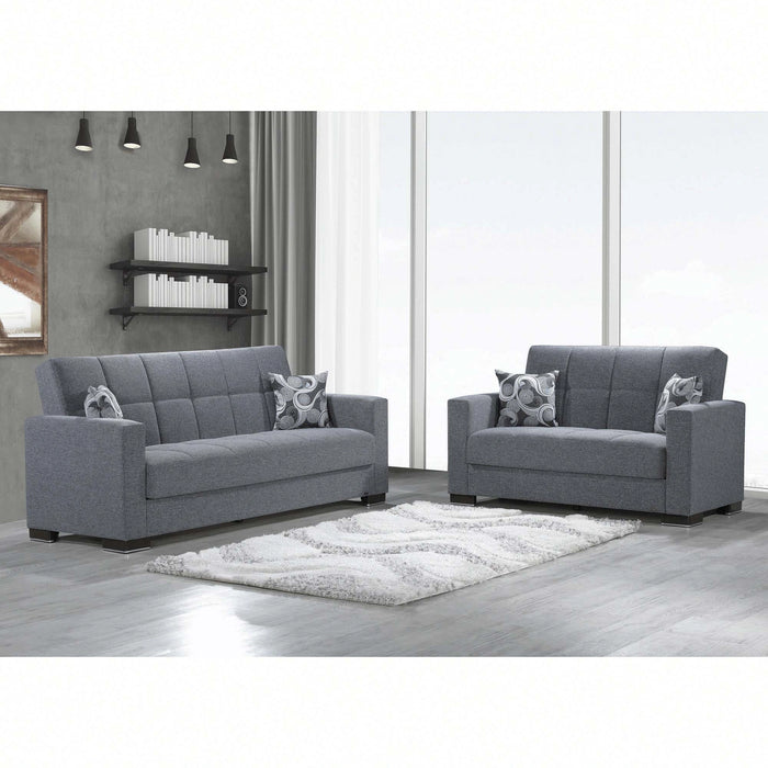 Ottomanson Armada Collection Upholstered Convertible Loveseat with Storage