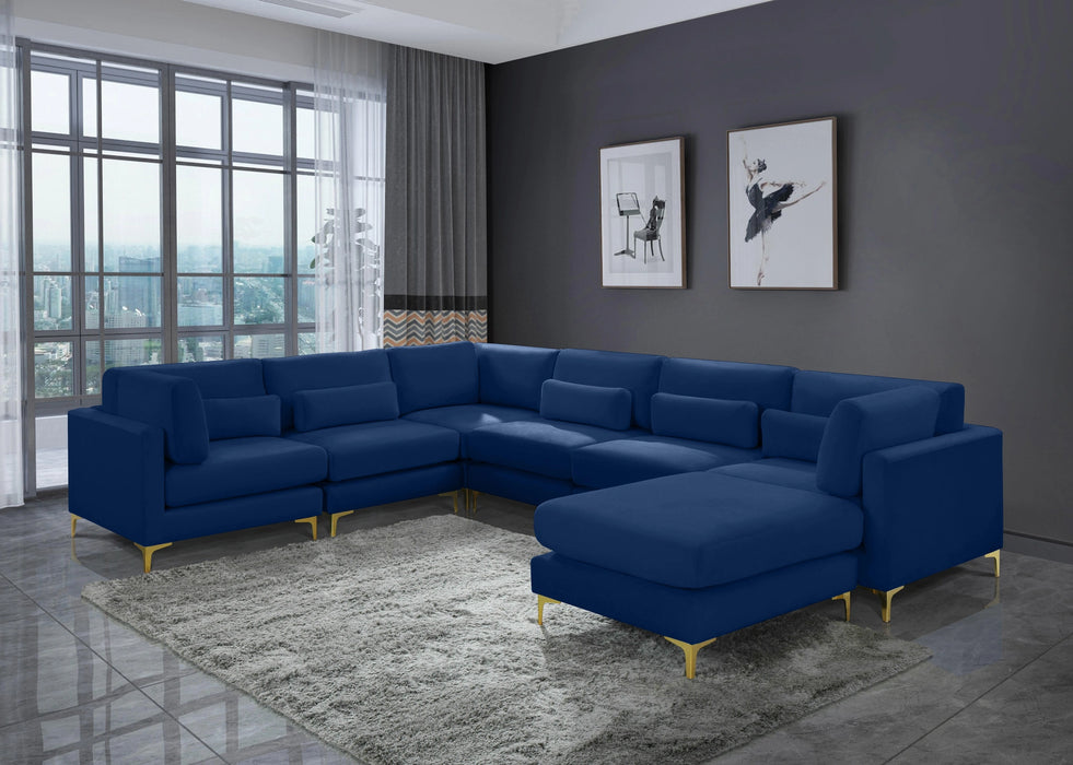 Julia Navy Velvet Modular Sectional (7 Boxes)