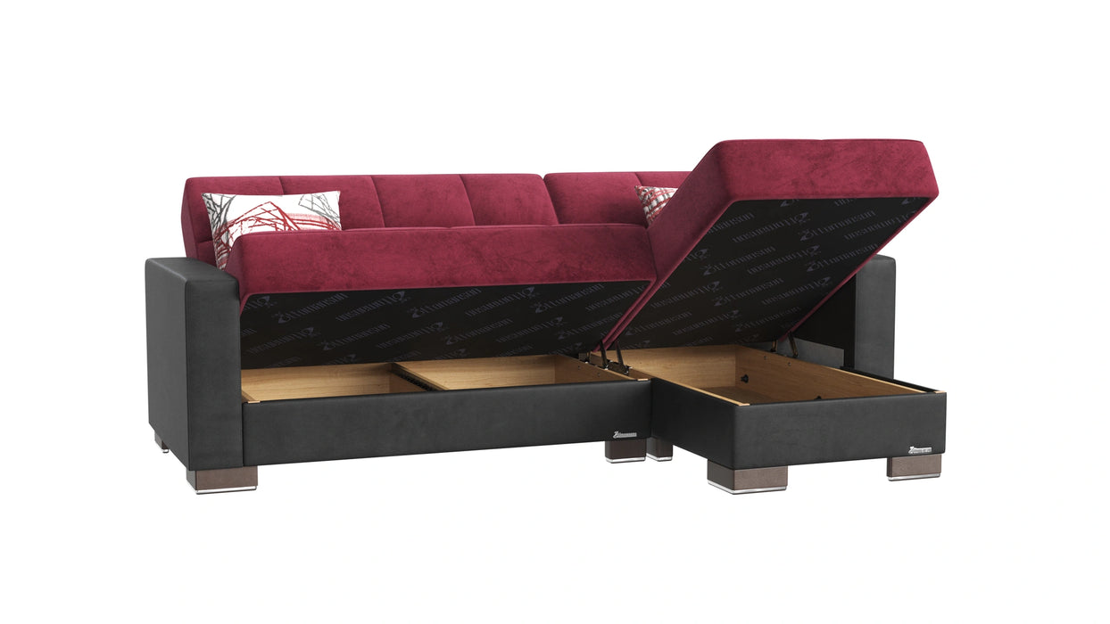 Ottomanson Armada Collection Upholstered Convertible Chaise Lounge with Storage