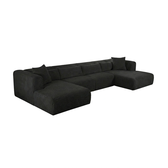 Tarra 4-Piece Fluffy Oversized Performance Corduroy Modular U-Sectional