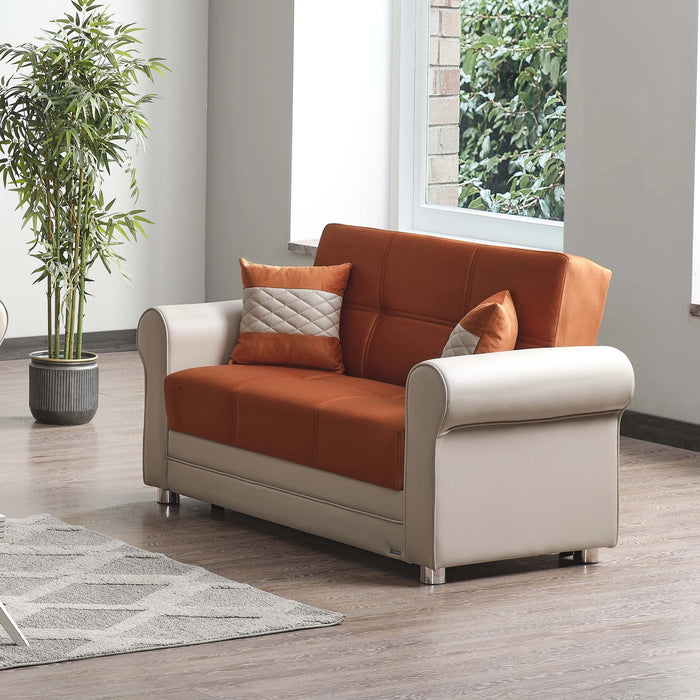 Ottomanson Avalon Collection Upholstered Convertible Loveseat with Storage
