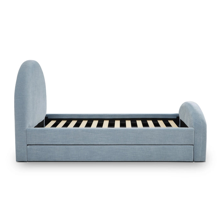 Moon Chambray Blue Performance Chenille Twin Trundle Bed