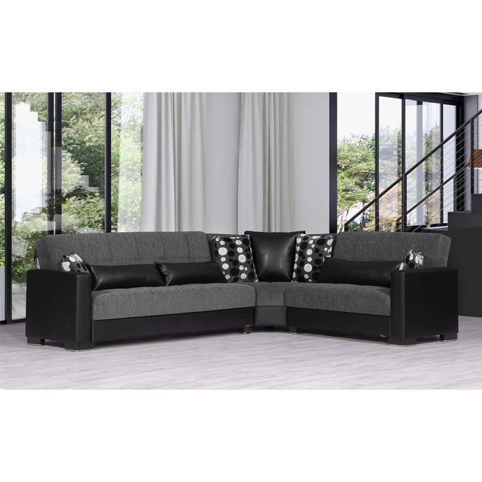 Ottomanson Armada Collection Upholstered Convertible Sectional with Storage