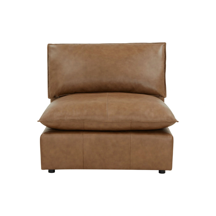 Cali Brown Leather Modular Armless Chair