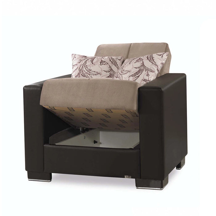 Ottomanson Armada Collection Upholstered Convertible Armchair with Storage