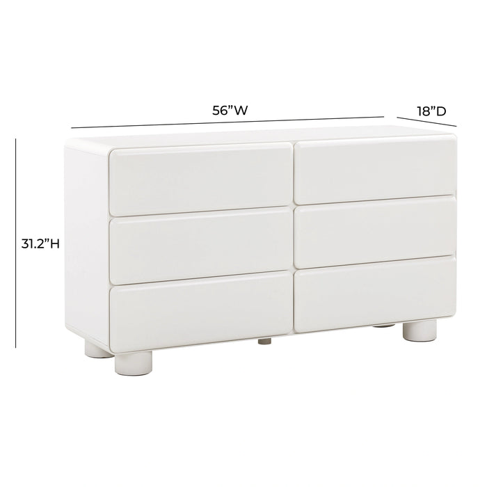 Tammy 56" White 6-Drawer Dresser