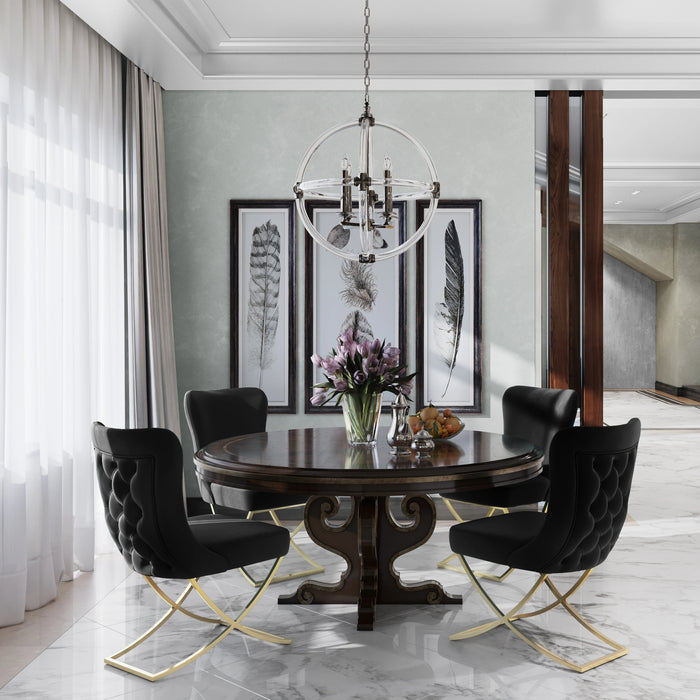Ottomanson Royal Collection Upholstered Gold Legged Dining Chair, Set of 2